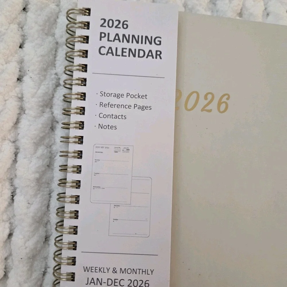 2026 Planner, Weekly and Monthly Calendar Academic Planner Cream Color